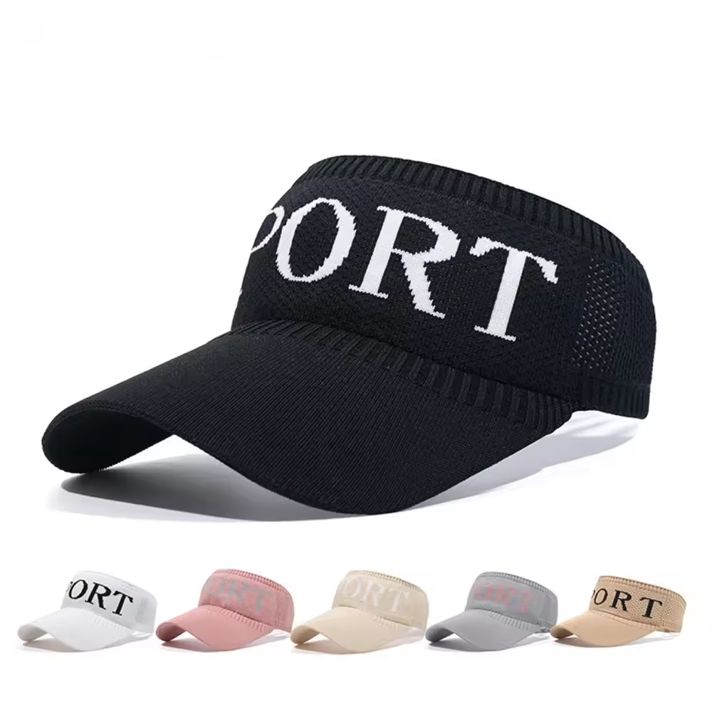 Wholesale Summer UV Sublimation Adjustable Cap for Women Men Letter Sports Visor Hat Tennis Baseball Sun Visor Hats