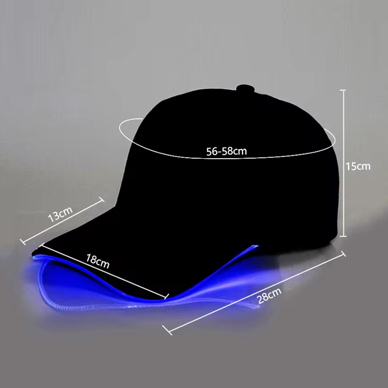 High Quality Custom Hip-hop Club Party Hat for Festival Plain Blank Baseball Caps With Led Lights