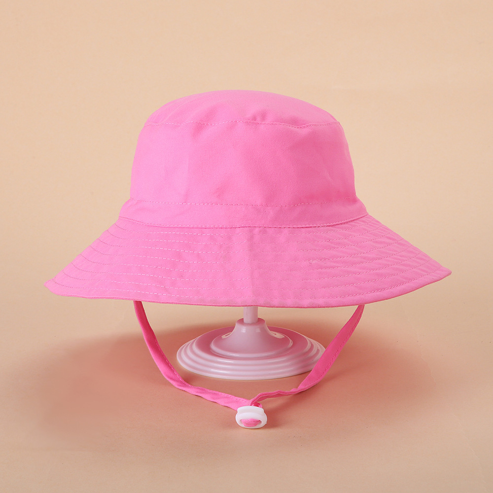 Wholesale Plain Printed Children Girl Summer Cotton Custom Baby Logo Sun Hat Cord Blank School With Strap Kid Bucket Hat