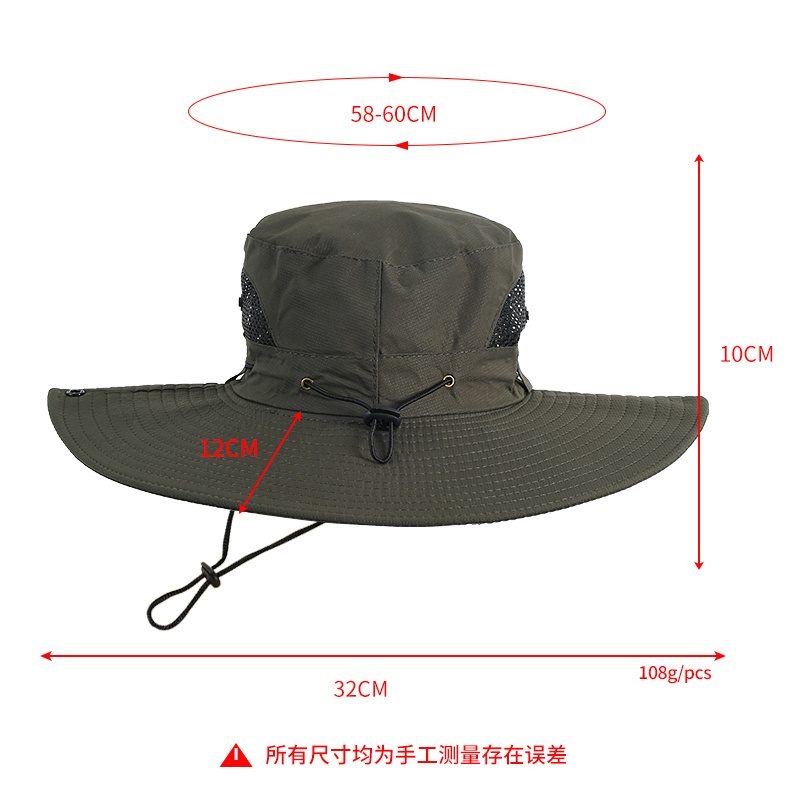 Custom Logo Adjustable Outdoor Hiking Fisherman Hats With String Wide Brim Men Fishing Bucket Hat