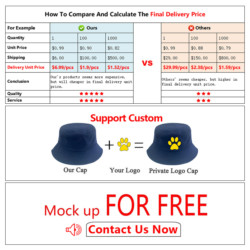 Solid Printed All Cotton Custom Bucket Hats Wholesale Embroidered Logo Wide Brim Blank Fisherman Caps Casual Plain Buckets Hats