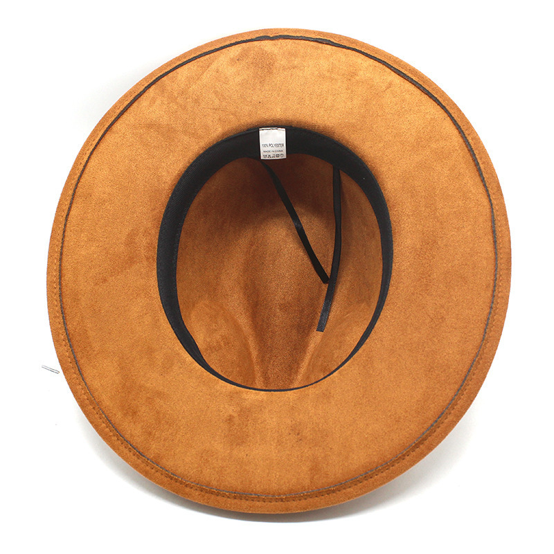 2023 New Wholesale Suede Leather Belt Mexico Sombrero Wide Flat Brim Panama Fedora Hats Men