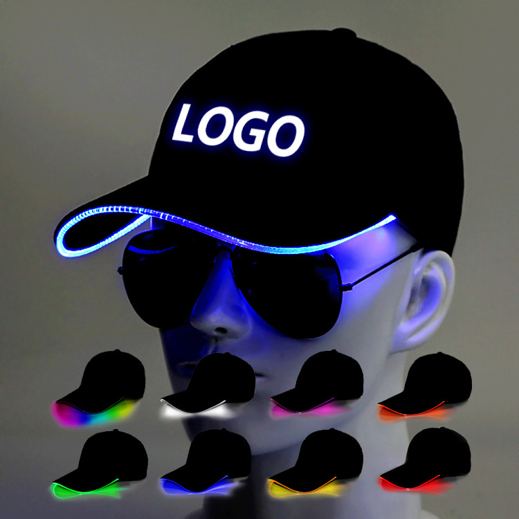 High Quality Custom Hip-hop Club Party Hat for Festival Plain Blank Baseball Caps With Led Lights