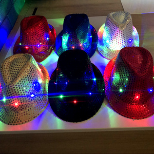 Custom Hip-hop Club Party Festival Hats With Led Lights Pink Light Up Cowboy Hat