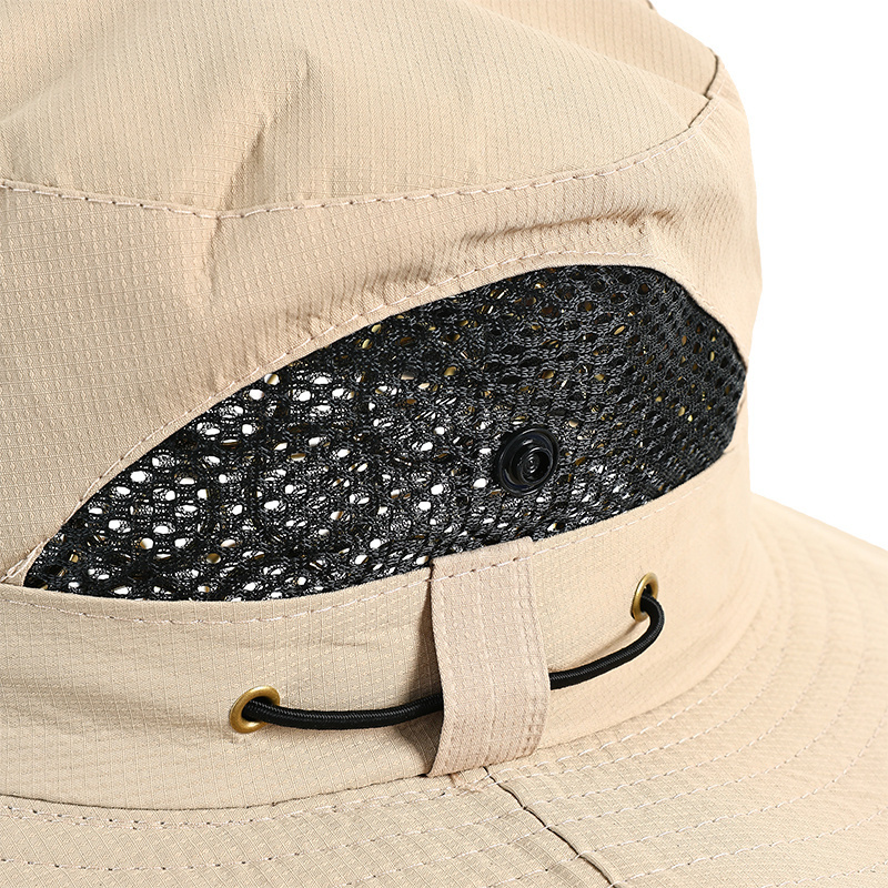 Custom Logo Adjustable Outdoor Hiking Fisherman Hats With String Wide Brim Men Fishing Bucket Hat