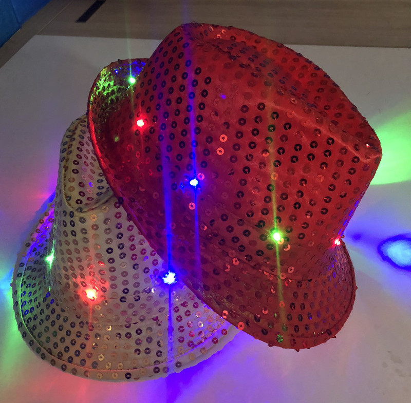 Custom Hip-hop Club Party Festival Hats With Led Lights Pink Light Up Cowboy Hat