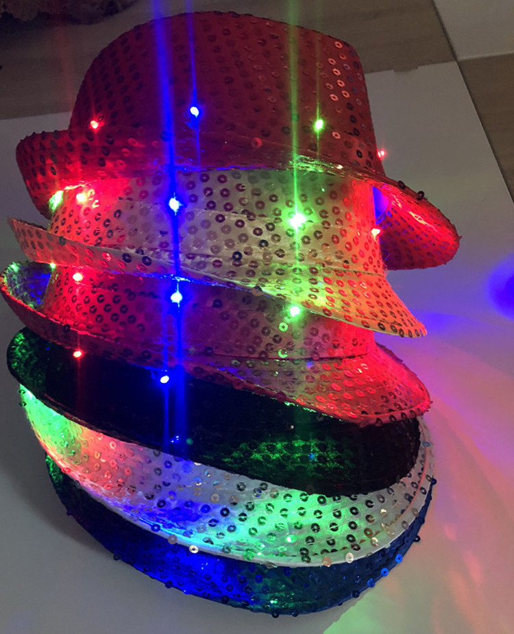 Custom Hip-hop Club Party Festival Hats With Led Lights Pink Light Up Cowboy Hat