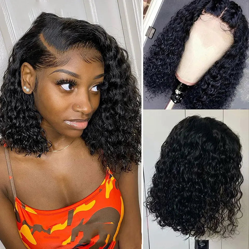 Afro Kinky Curly Short Bob Wig Human Hair Lace Front Brazilian Virgin Hair Cheap Full Lace Human Hair Wig For Black Women Vendor