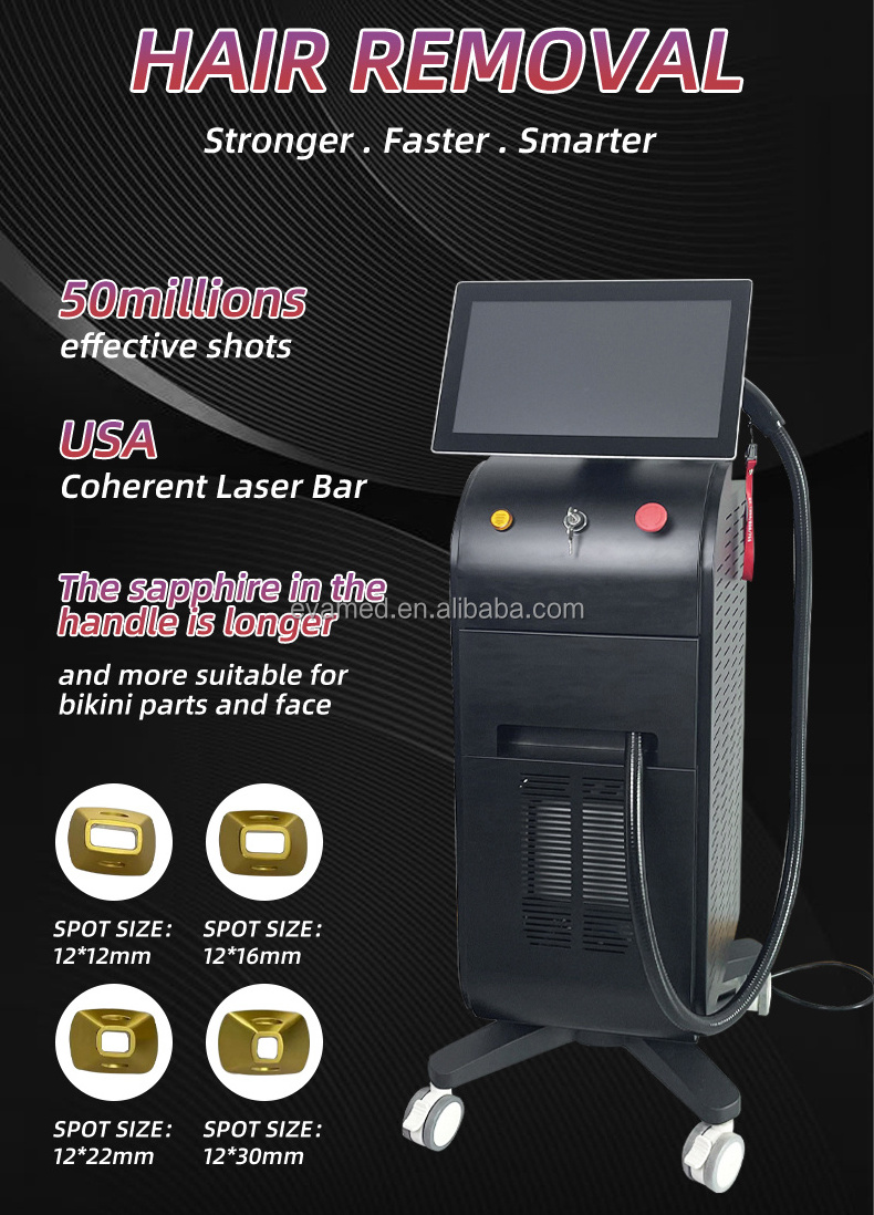 2023 Hot Dual Heads Ice Laser Hair Removal Diode Laser 755 808 1064 Diode Laser 3 Wave