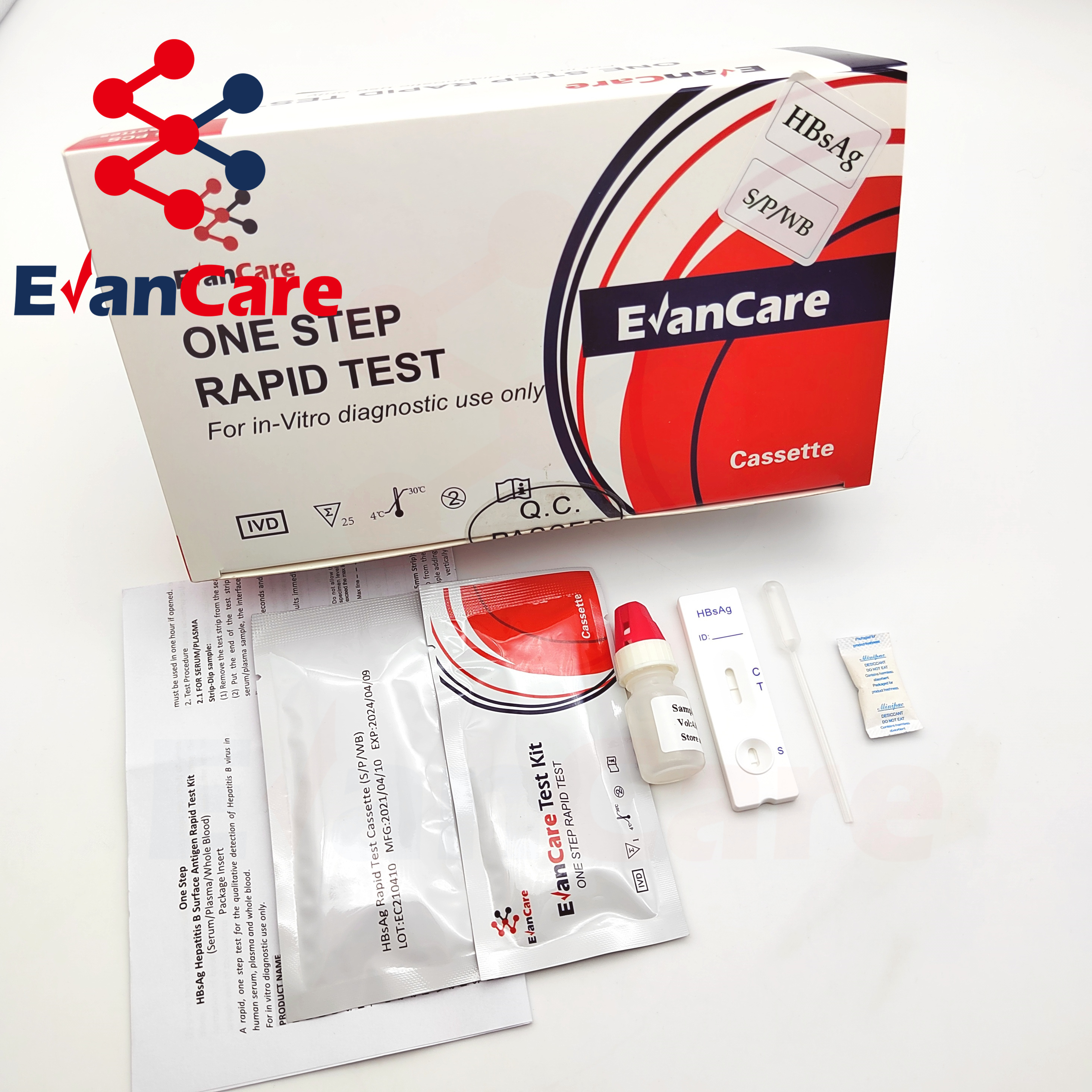 EVANCARE medical diagnostic test kits one step hbsag rapid test with great price