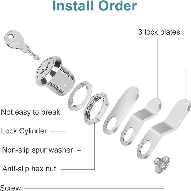 Cabinet Cam Drawer Dresser Lock Tool Box Replacement Hardware Chrome-Finish Zinc Alloy Cam Lock