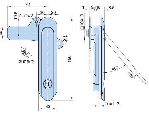 New Technology Professional Manufacturing stainless steel plane lock network cabinet door swing handle lock