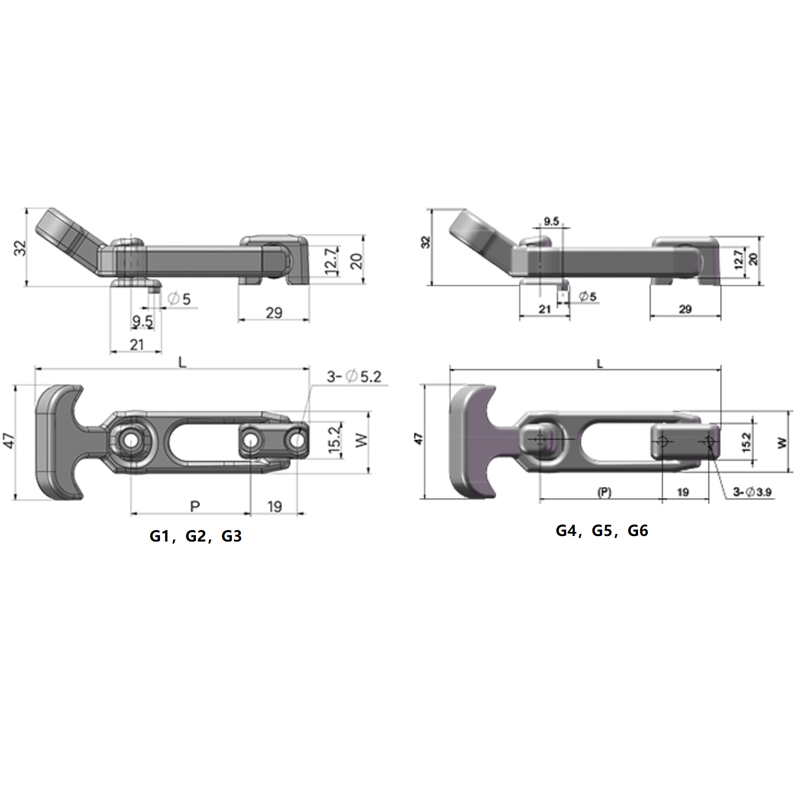 Damping rubber toggle latch T shaped rubber draw latch for Engineering machine hood Cabinet spring hasp clamp