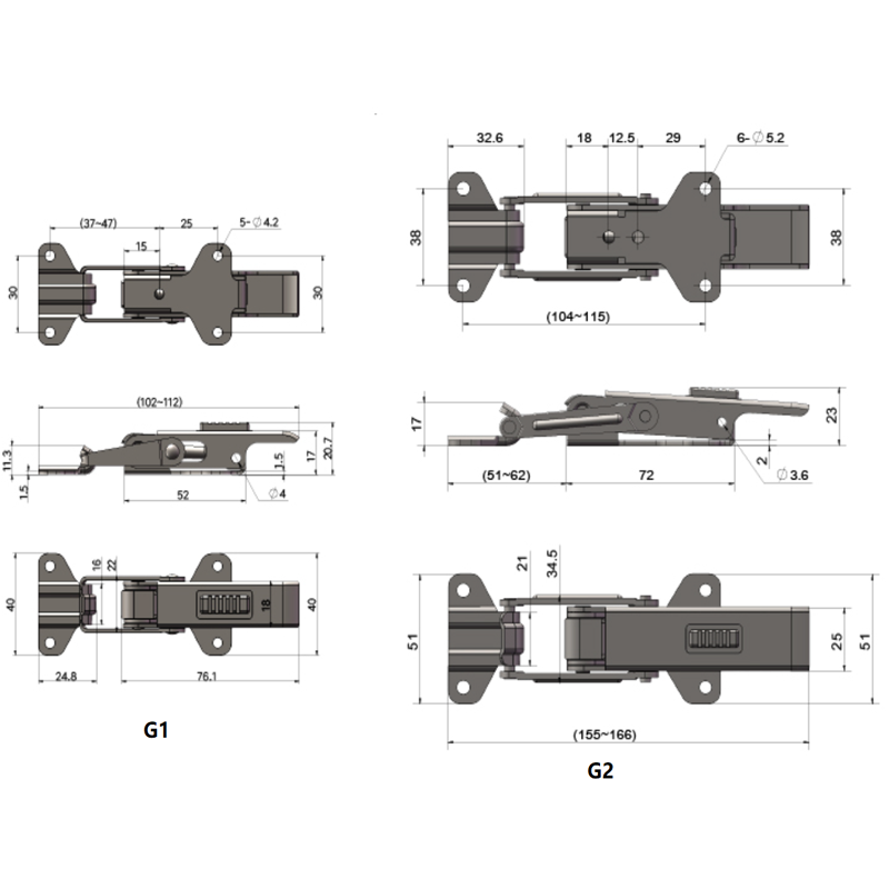 Heavy Duty 304 stainless steel hasp lock Adjustable quick release toggle latch Over Center Draw Latch