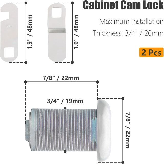 Zinc Alloy 1-1/2 Inch Long Tool Box Cabinet Cam Locks for Cabinets RV Storage Locks