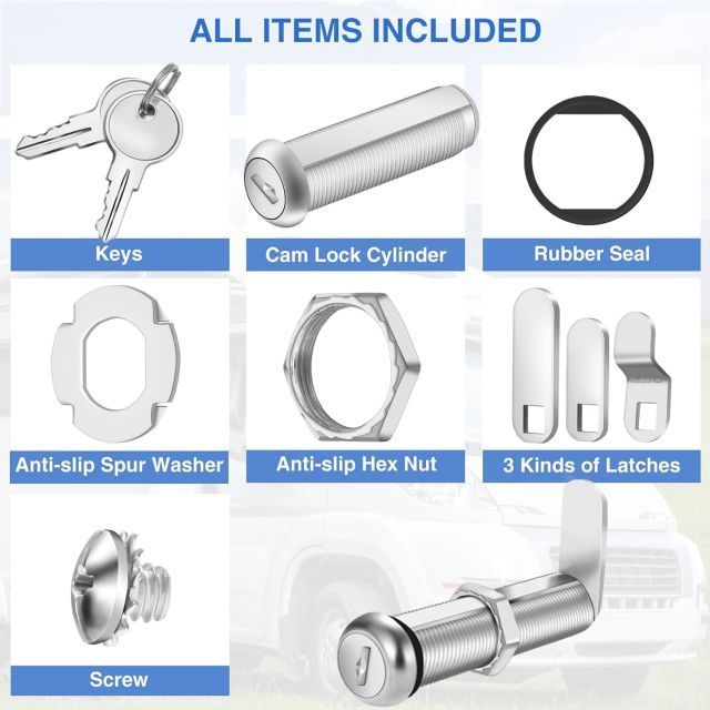 Zinc Alloy 1-1/2 Inch Long Tool Box Cabinet Cam Locks for Cabinets RV Storage Locks