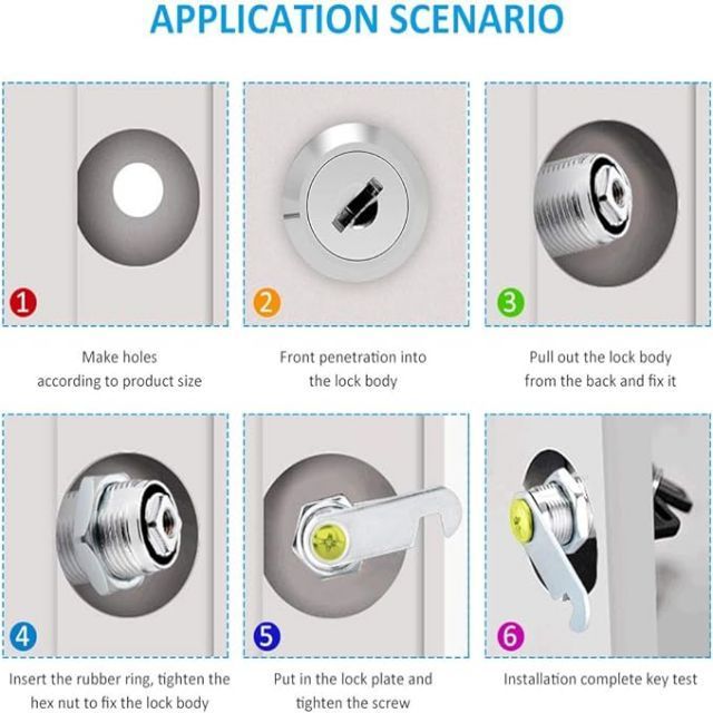 Secure File Drawer Mailbox Replacement Set Zinc Alloy Cabinet Cam Locks