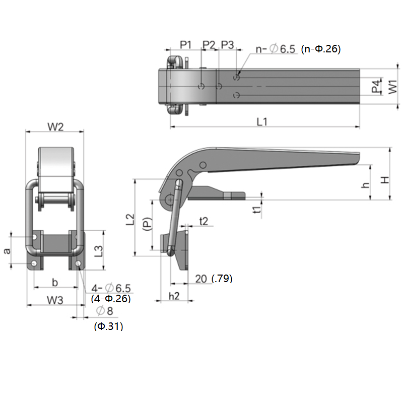 90 Degree Right Angle Latch Stainless Steel Tool Box Hood Locks Latches Spring Loaded Trigger Lock Clasp Buckle Latch