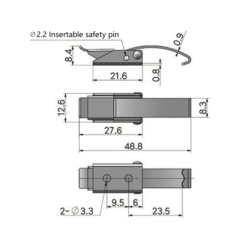 304 Stainless Steel Draw Latch Hardware Under Center Draw Latches with Spring-Steel Hook Hardware