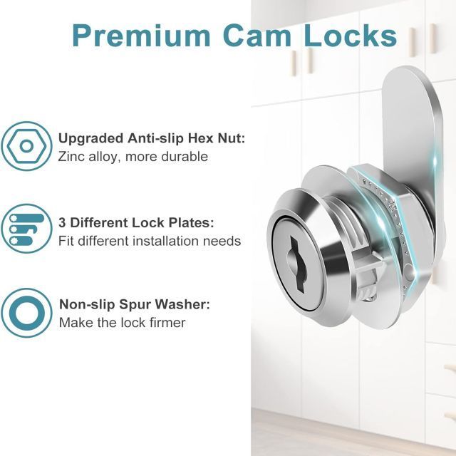 child safety cabinet locks 1-1/8 Inch Cylinder 90 Degree Cabinet Cam Lock Secure Files Chrome-Finish baby proof cabinet locks