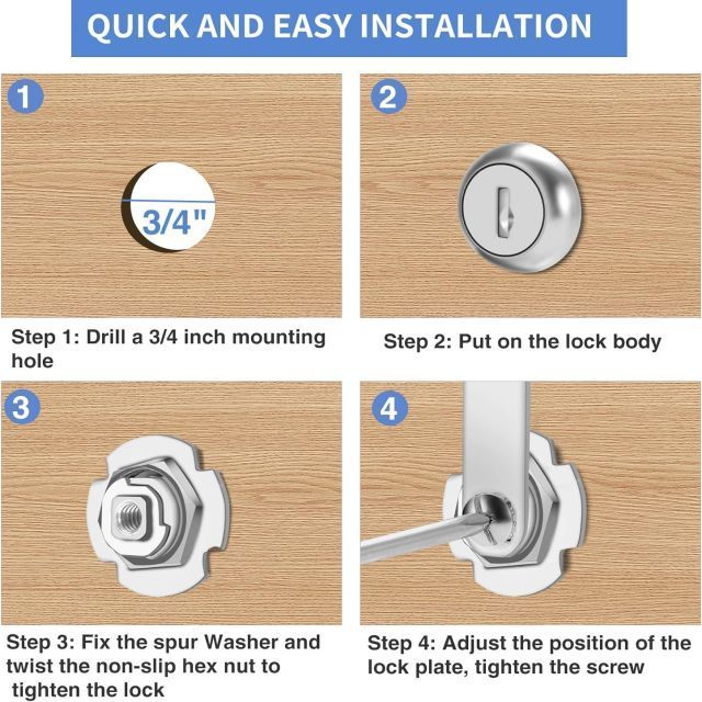 Secure File Drawer Dresser RV 1 1/8 Inch Cabinet Cam Lock 5/8 Inch Zinc Alloy Drawer Lock Secure File Cylinder Lock