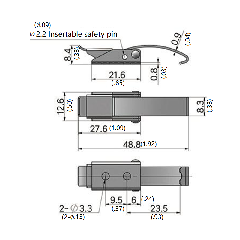 304 Stainless Steel Draw Latch Hardware Under Center Draw Latches with Spring-Steel Hook Hardware