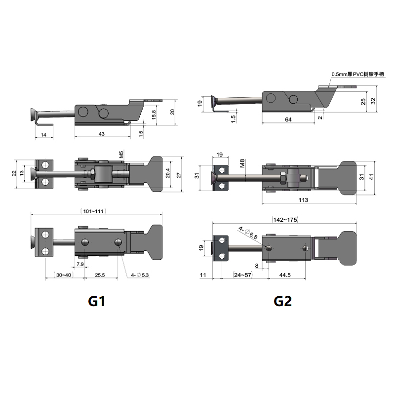 Box iron hasp bolt metal toggle latch clamp heavy duty door hasp trailer sliding hasp quick toggle clamps adjustable lock