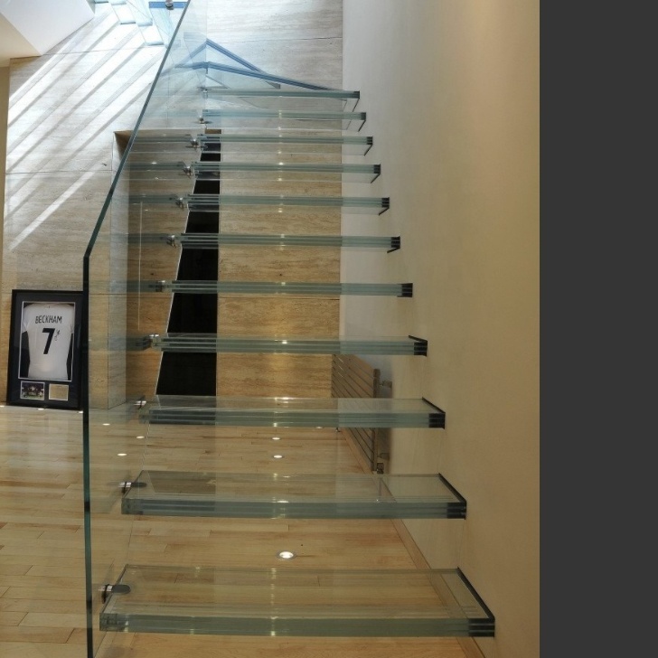 Inside Modern house residential steel stairs floating straight staircase