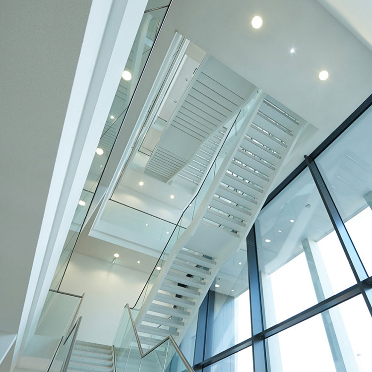 New Product Promotion Metal Structure Double Open Staircase Tempered Glass Stair Railing Pillars