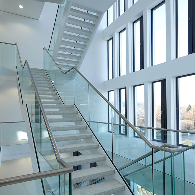 New Product Promotion Metal Structure Double Open Staircase Tempered Glass Stair Railing Pillars