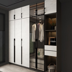 Modern Walk In Closet System Organizer Clothes Cabinet Custom New Design Wooden Glass Bedroom Wardrobe