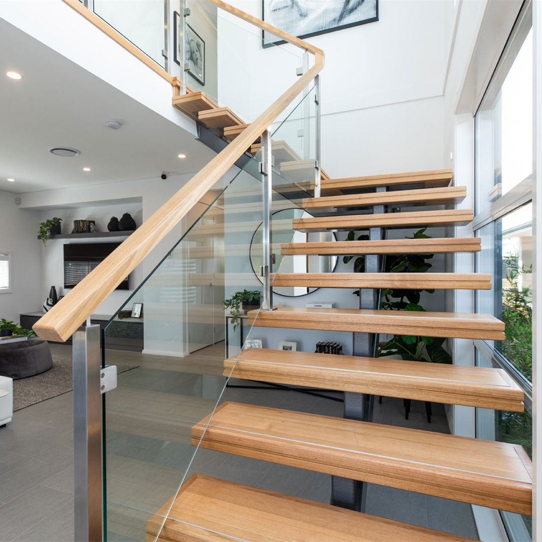 Middle beam Straight Stairs Mono Stringer Staircase Fabricated Steel Escalier