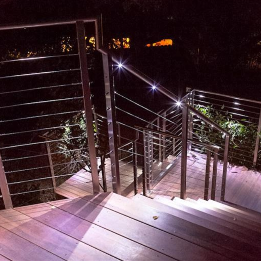 Residential Staircase Railing Cable Railing Stainless Steel Post with Metal Handrail