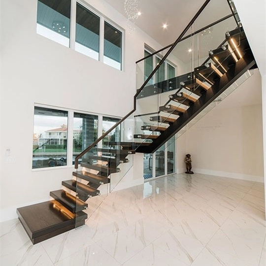 Middle beam Straight Stairs Mono Stringer Staircase Fabricated Steel Escalier