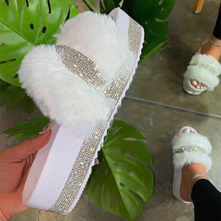 furry warm sandals slippers big size women designer furry fluffy slippers