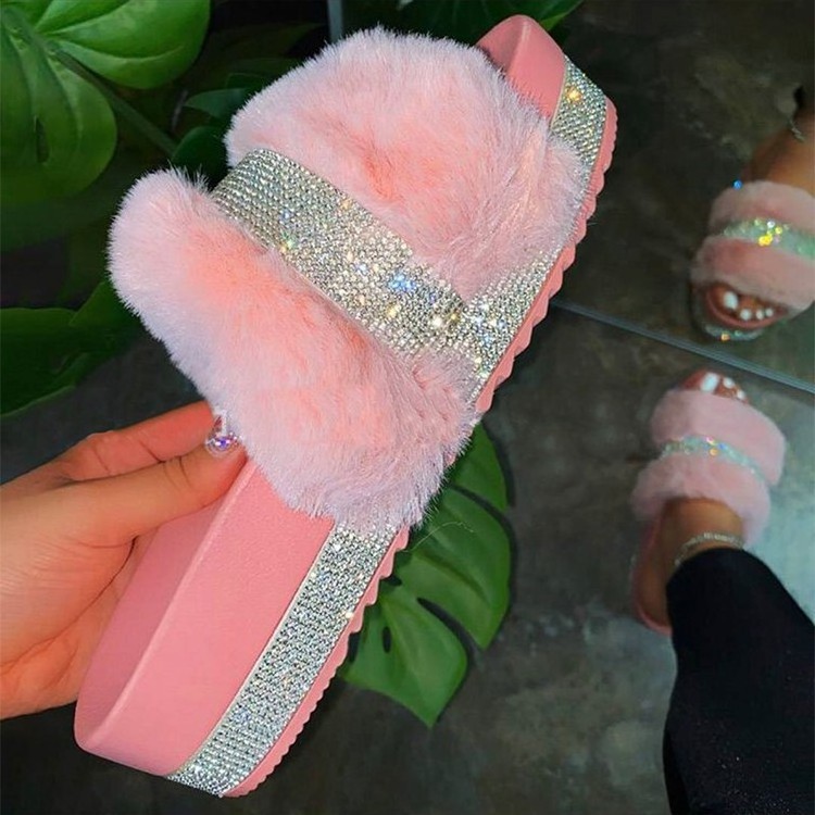 furry warm sandals slippers big size women designer furry fluffy slippers