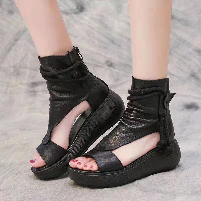 New women's sandals Summer Retro Roman Sandals Thick Sole High Top Back Zipper Fashion luxury sandals for women