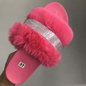 furry warm sandals slippers big size women designer furry fluffy slippers