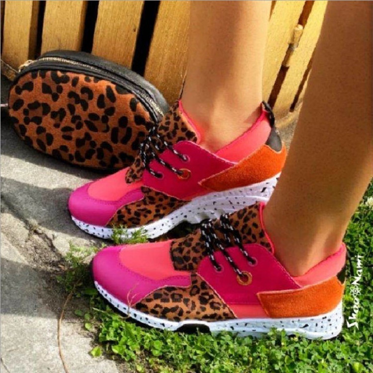 Leopard-print color casual sneakers thick-soled old shoes  luxury sneakers womens