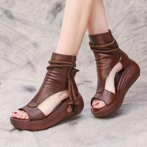 New women's sandals Summer Retro Roman Sandals Thick Sole High Top Back Zipper Fashion luxury sandals for women