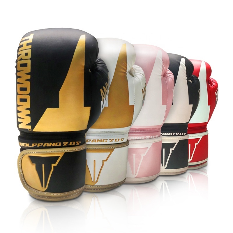 Boxing Gloves for Training Fashion PU Leather  Martial Arts New Black Red OEM Logo Thai Boxing Type