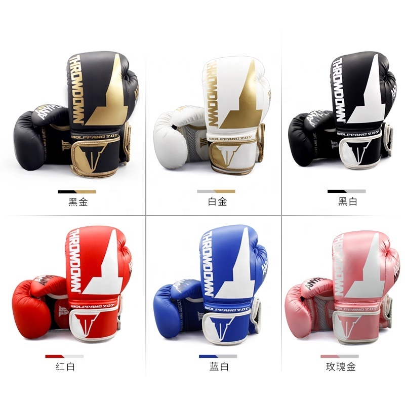 Boxing Gloves for Training Fashion PU Leather  Martial Arts New Black Red OEM Logo Thai Boxing Type