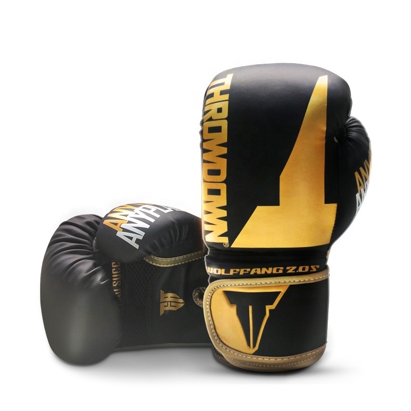 Boxing Gloves for Training Fashion PU Leather  Martial Arts New Black Red OEM Logo Thai Boxing Type