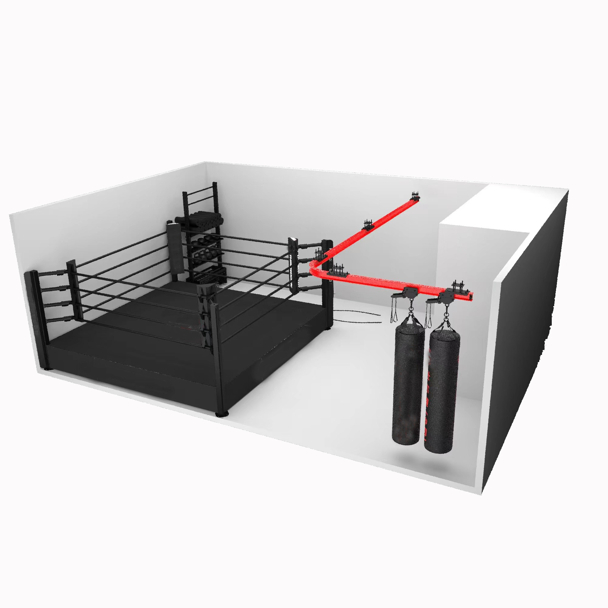 Empty Wrestling Sport Arena Boxing Ring Complete Competition Boxing Ring