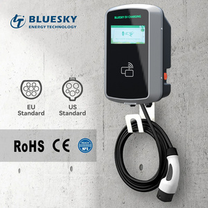 Bluesky smart electric car charging station pole ocpp evse wallbox mobile ev charger station 22kw setec byd