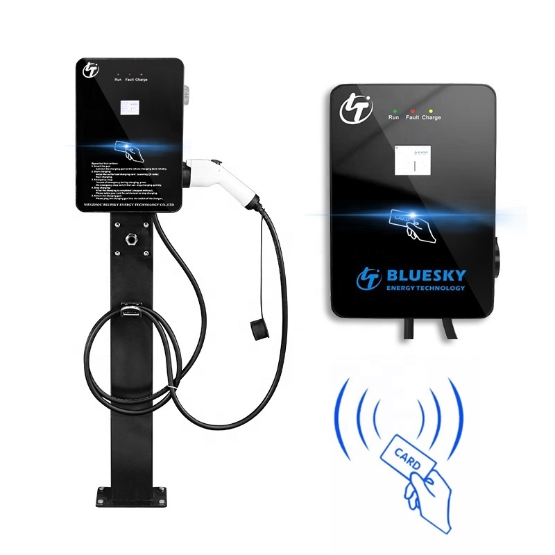 Bluesky Public Wallbox 3.5kw 7kw 11kw Ac 220v Ev Charger Type 1 2 Gb/t Level 2 Ev Electric Car Charger Ac Ev Charger Station