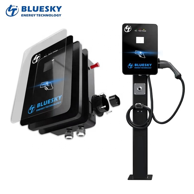 Bluesky Public Wallbox 3.5kw 7kw 11kw Ac 220v Ev Charger Type 1 2 Gb/t Level 2 Ev Electric Car Charger Ac Ev Charger Station