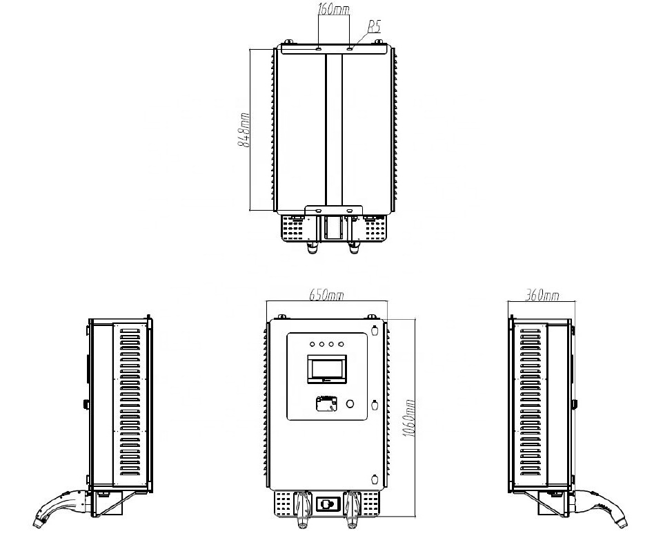 Bluesky Two Connector Ccs 1 2 Chademo Ocpp 1.6j 20kw 40kw 60kw Dc Ev Charger Wall-Mount Car Charging Stations