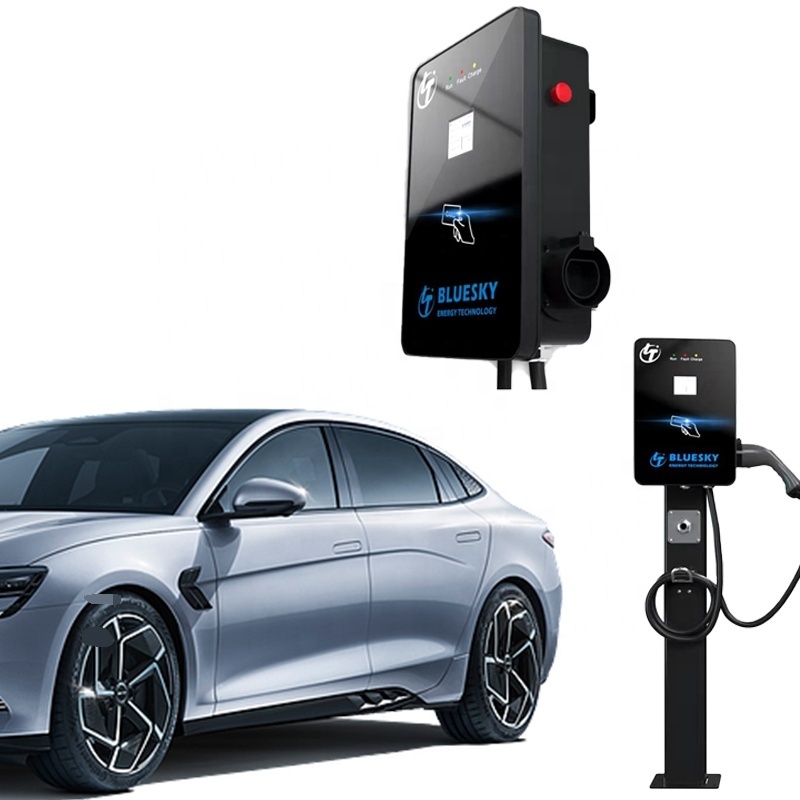 Bluesky Public Wallbox 3.5kw 7kw 11kw Ac 220v Ev Charger Type 1 2 Gb/t Level 2 Ev Electric Car Charger Ac Ev Charger Station