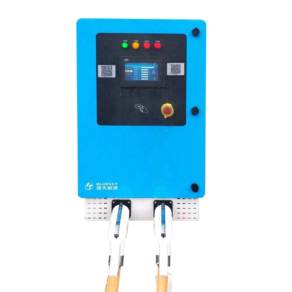 Bluesky Two Connector Ccs 1 2 Chademo Ocpp 1.6j 20kw 40kw 60kw Dc Ev Charger Wall-Mount Car Charging Stations